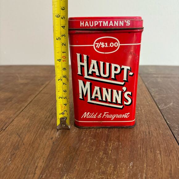 1960s Hauptmann's Mild & Fragrant Red Square Cigar Tin VINTAGE MCM - Picture 7 of 8